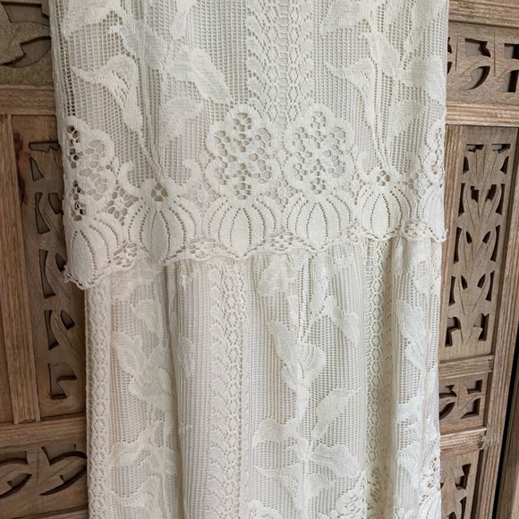 Vintage Lace dress with linens collar and cotton lining - Picture 6 of 8